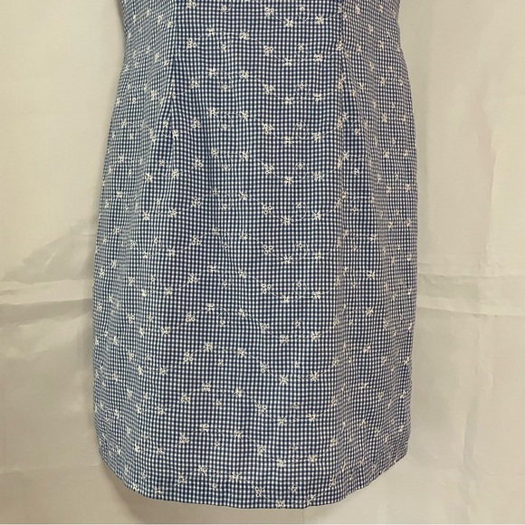 Dressbarn Cotton Blend Blue & White Embroidered Midi Dress - Picture 8 of 12